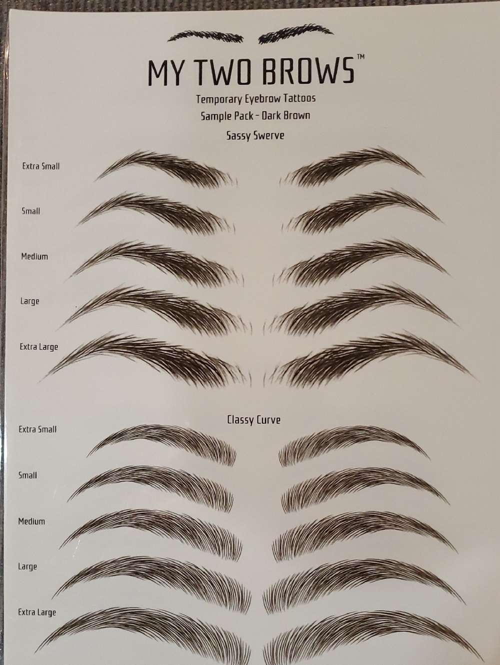 Temporary Eyebrow Tattoos Dark Brown My Two Brows Sassy Swerve Classy Curve